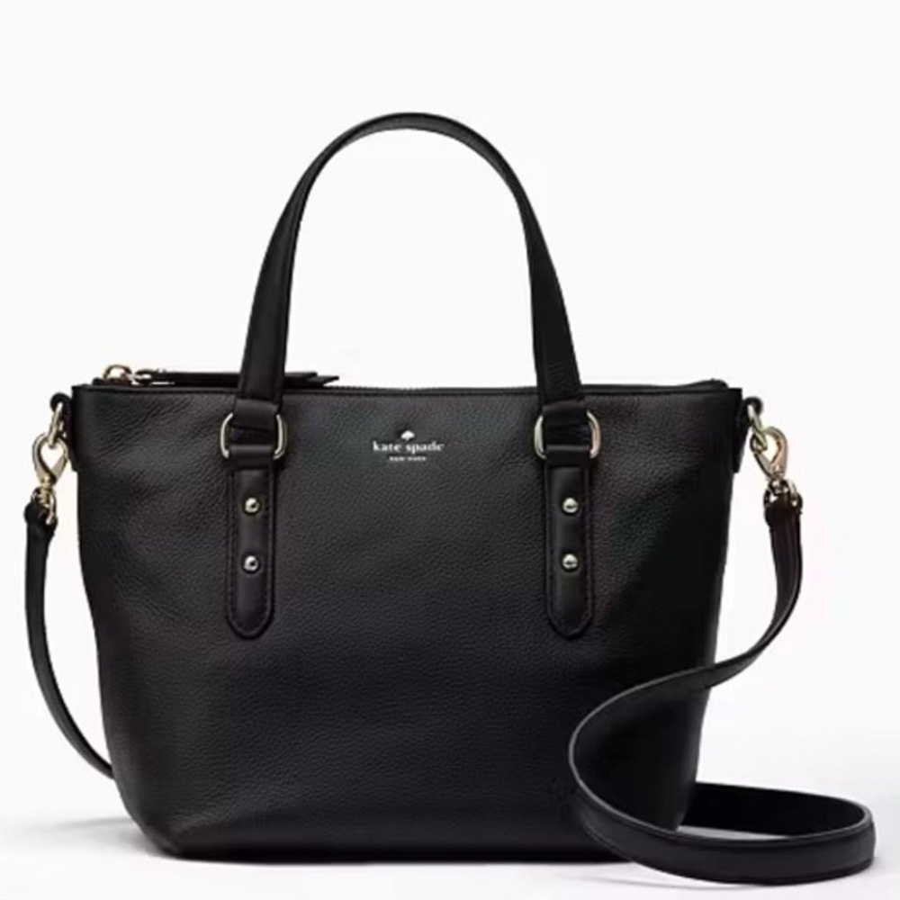 Kate Spade Larchmont Avenue Penny Satchel Bag in Black Pebble Leather